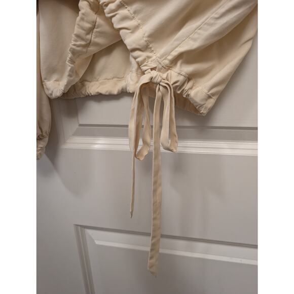 Doen Silk Crysanthe Waist Tie Top Cream Ruffle Collar Cottagecore Fairy Whimsy - Picture 6 of 7